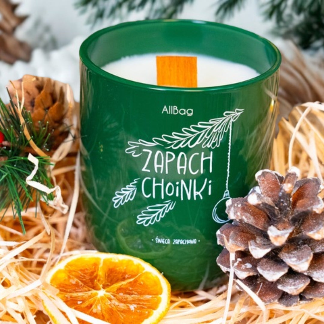 Świeca sojowa zapachowa - ZAPACH CHOINKI - świeczka zapachowa na stół świąteczny