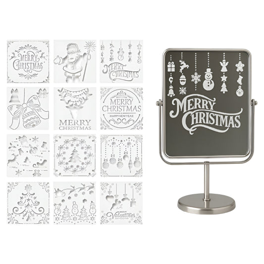 Świąteczne szablony do sztucznego śniegu - ZESTAW 12szt - WIELORAZOWE