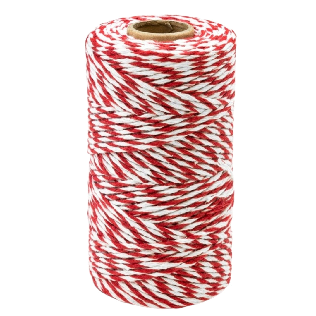 Cotton Christmas string 50m white and red