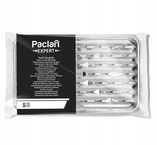 Tacki jednorazowe aluminiowe na grilla, zestaw 5 sztuk, idealne do grillowania i cateringu plenerowego