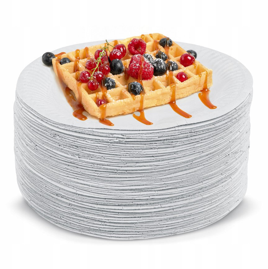 Talerz papierowy biały 15 cm, zestaw 100 sztuk, idealne na grilla, imprezy i catering