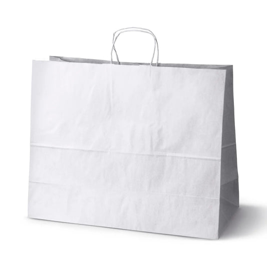 Torba papierowa biała 500x180x390 mm z uchwytem skręcanym, elegancka i pojemna torba do zastosowań sklepowych