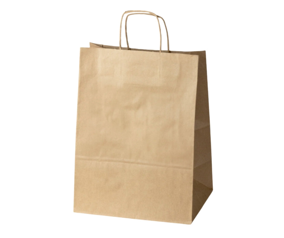 Torba papierowa brązowa 305x170x425 mm z uchwytem skręcanym, ekologiczna i wytrzymała torba do zastosowań sklepowych