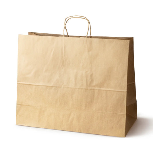 Torba papierowa brązowa 500x180x390 mm z uchwytem skręcanym, duża i wytrzymała torba na zakupy lub opakowania firmowe