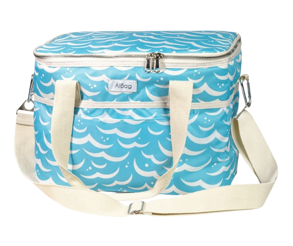 Thermal beach bag with zipper, blue