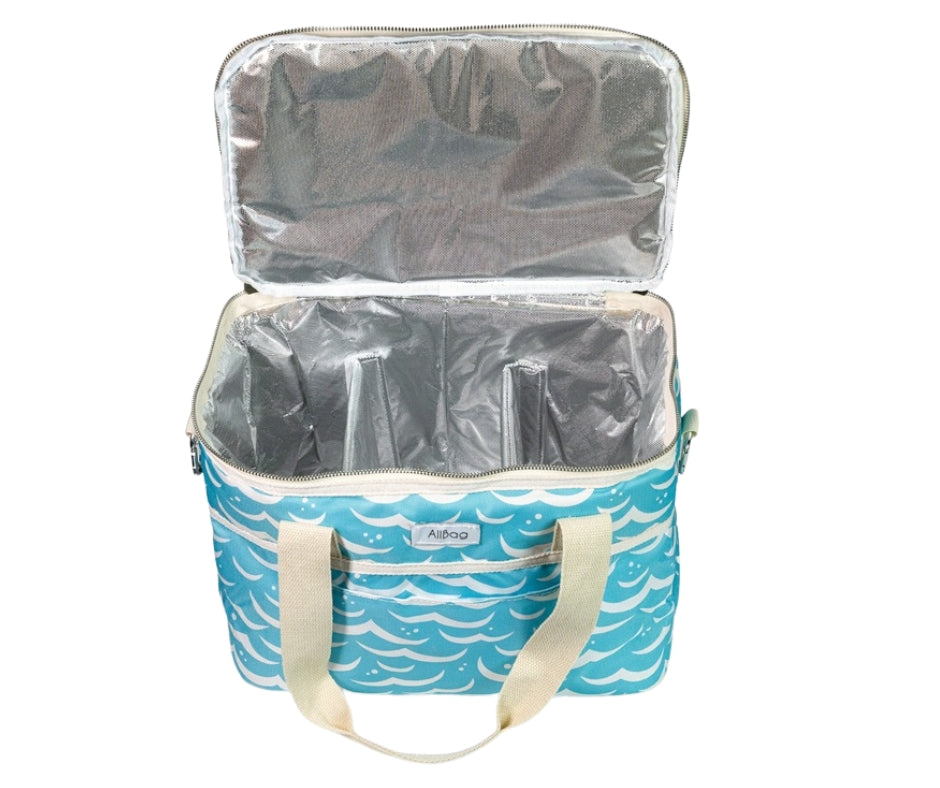 Thermal beach bag with zipper, blue