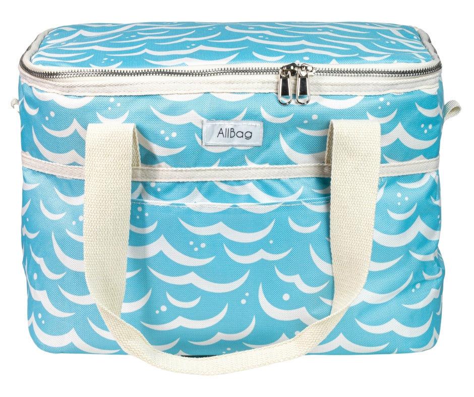 Thermal beach bag with zipper, blue