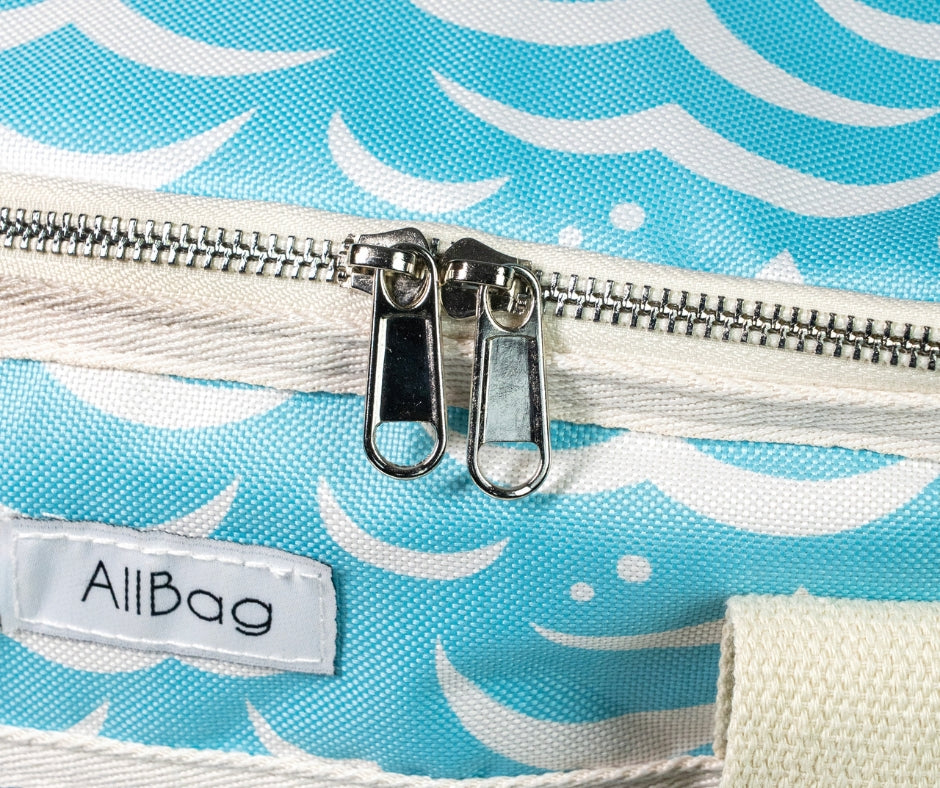 Thermal beach bag with zipper, blue