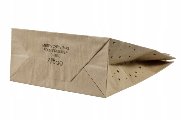 Torba papierowa brązowa 18x8x2,5 cm z nadrukiem Świątecznym