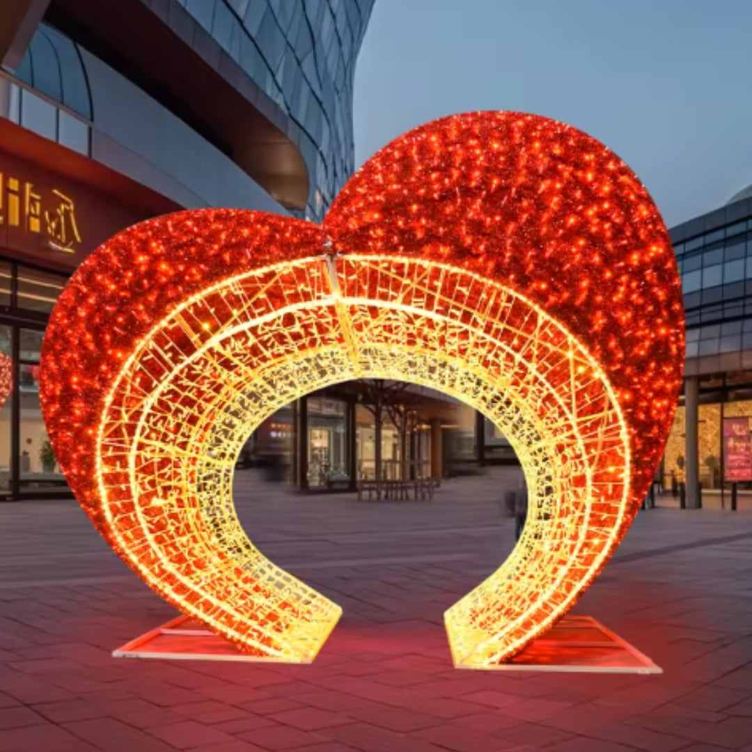 Łuk świetlny LED - SERCE MIASTA 4.2m - Tunel świetlny - MIEJSKA OZDOBA ŚWIETLNA - CIEPŁY BIAŁY