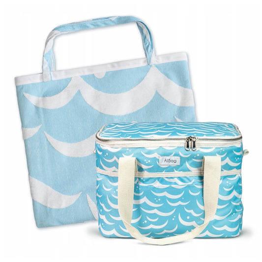 Zestaw wakacyjny ręczniko-torba, torba termiczna NIEBIESKI ZESTAW