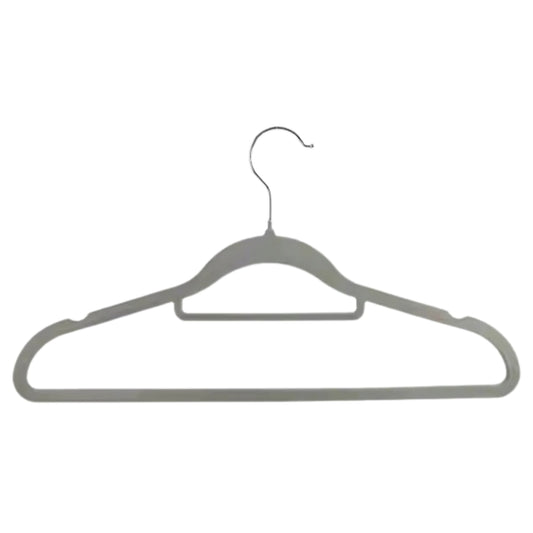 Welurowe wieszaki na ubrania w kolorze szarym, antypoślizgowe i smukłe, idealne do szafy – b2b allbag