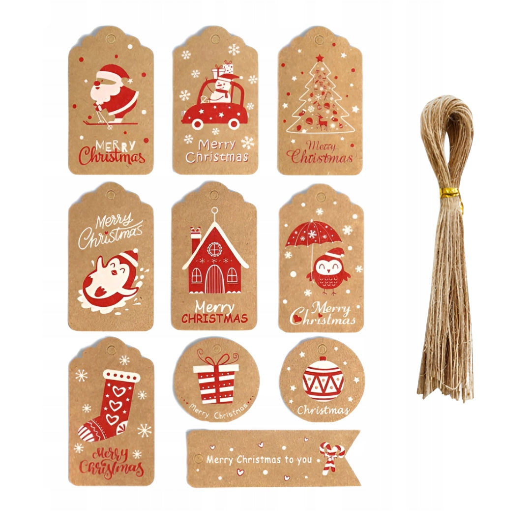 Winietki do prezentów zestaw 50szt + 50 sznurków