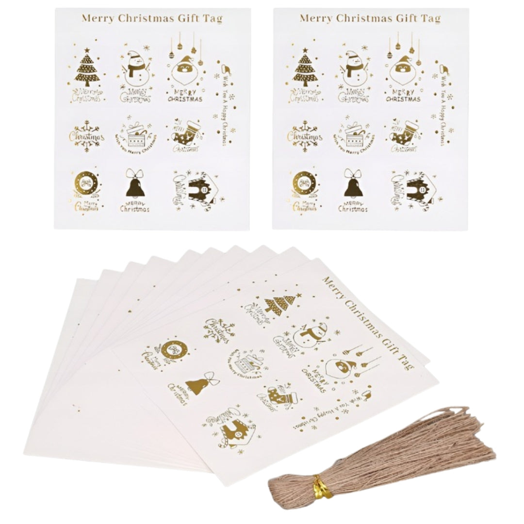 Place cards for Christmas gifts - 50 pcs + 50 strings