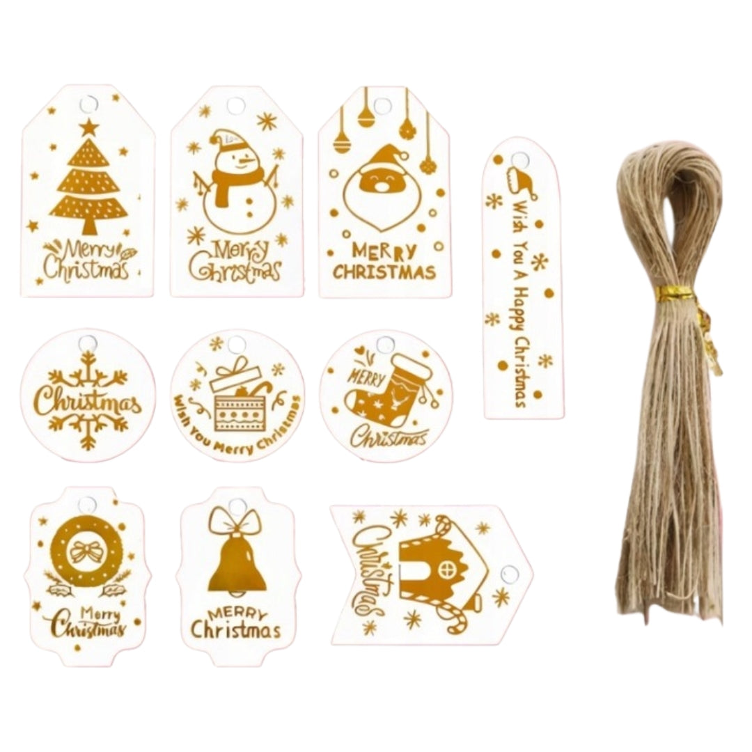Place cards for Christmas gifts - 50 pcs + 50 strings