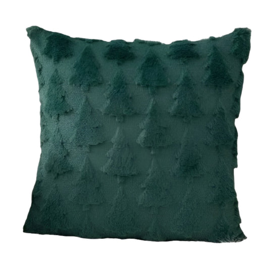 Świąteczna poduszka - zielona w tłoczone choinki  45x45cm- GADŻET ŚWIĄTECZNY