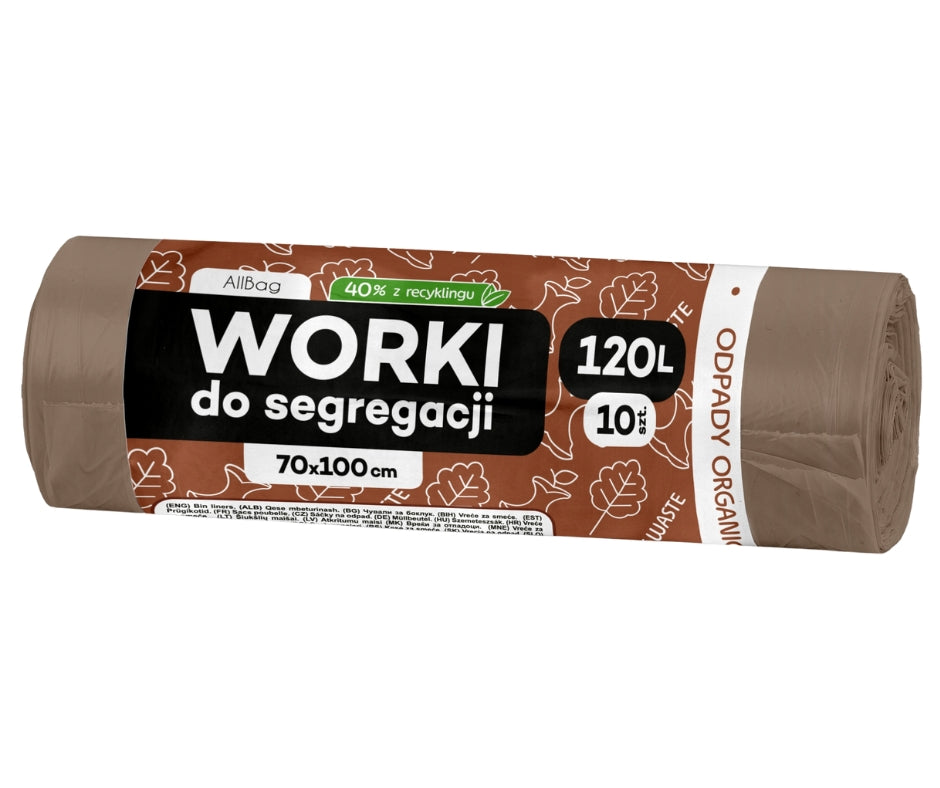Worki na śmieci 120L brązowe ALLBAG