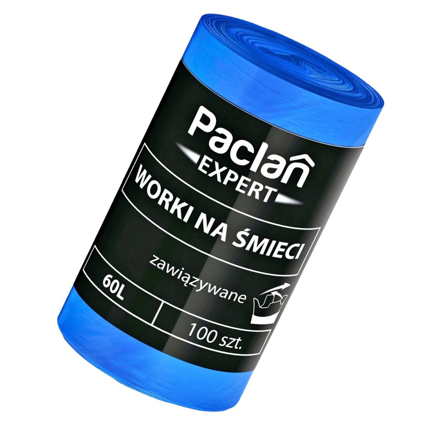 Worki na śmieci Paclan 60 litrów, niebieskie, mocne worki do selektywnej zbiórki odpadów – b2b allbag
