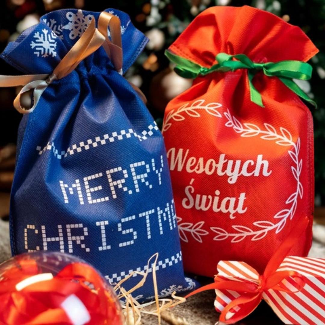 Christmas gift bags made of wigofil for gifts, eco-friendly