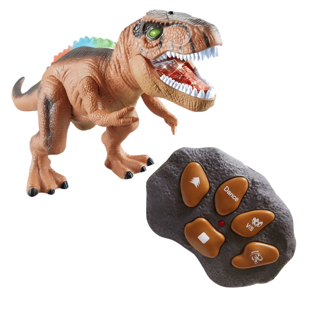 Interactive toy dinosaur dances, fights, makes sounds