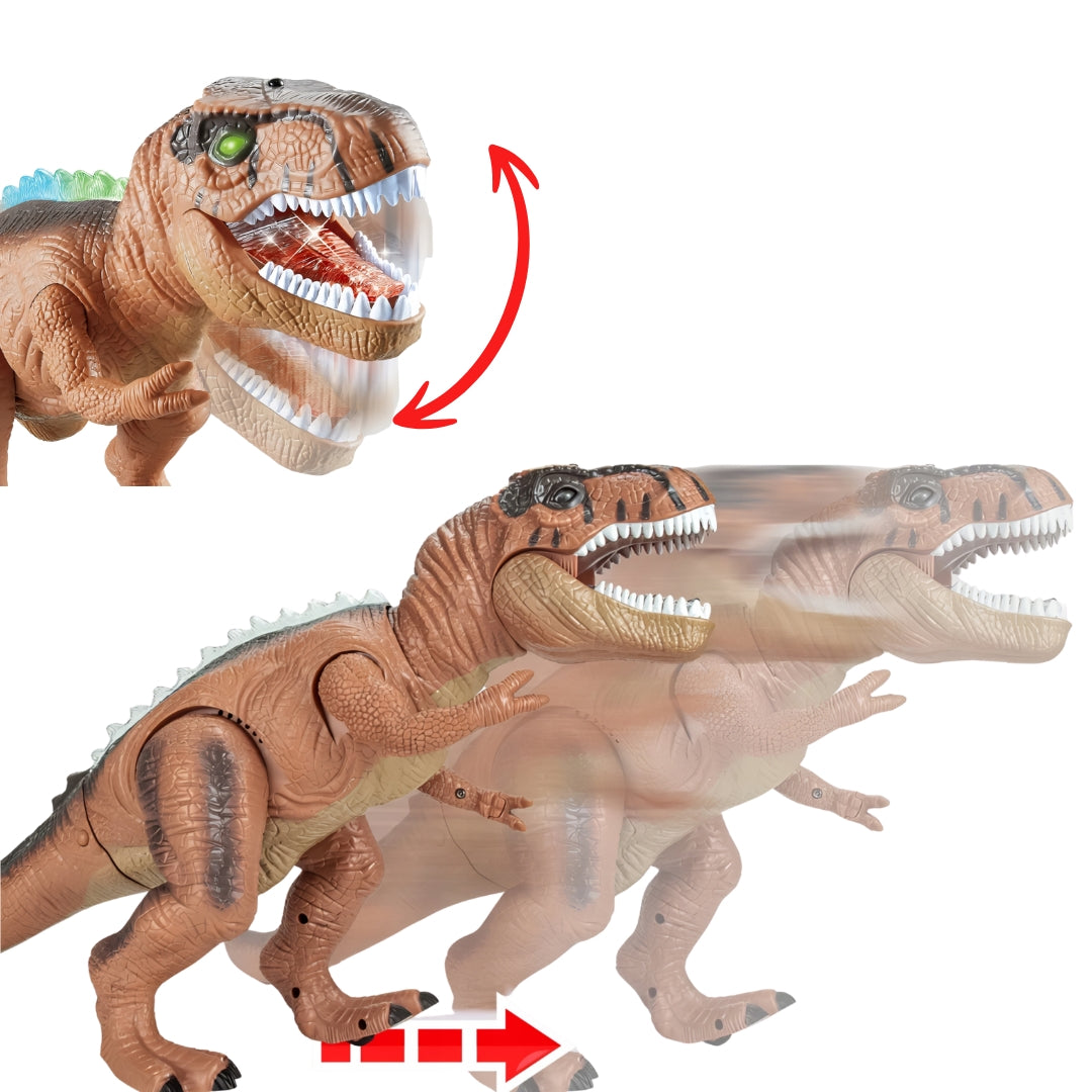 Interactive toy dinosaur dances, fights, makes sounds