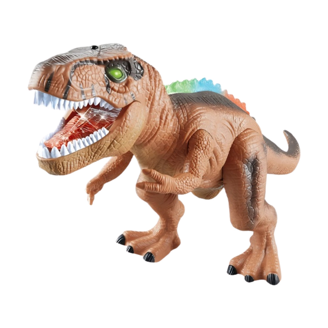 Interactive toy dinosaur dances, fights, makes sounds