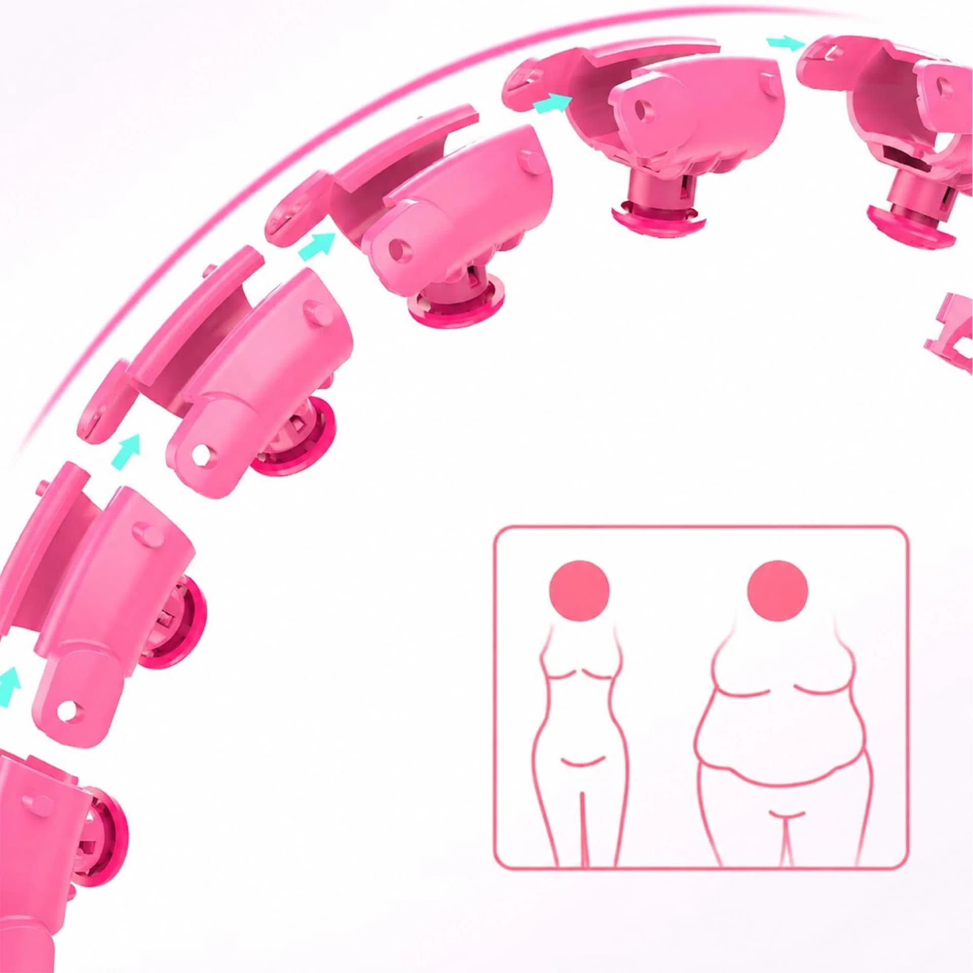 Schemat odpinania ogniw obręczy i dopasowania rozmiaru do sylwetki, wersja plus size