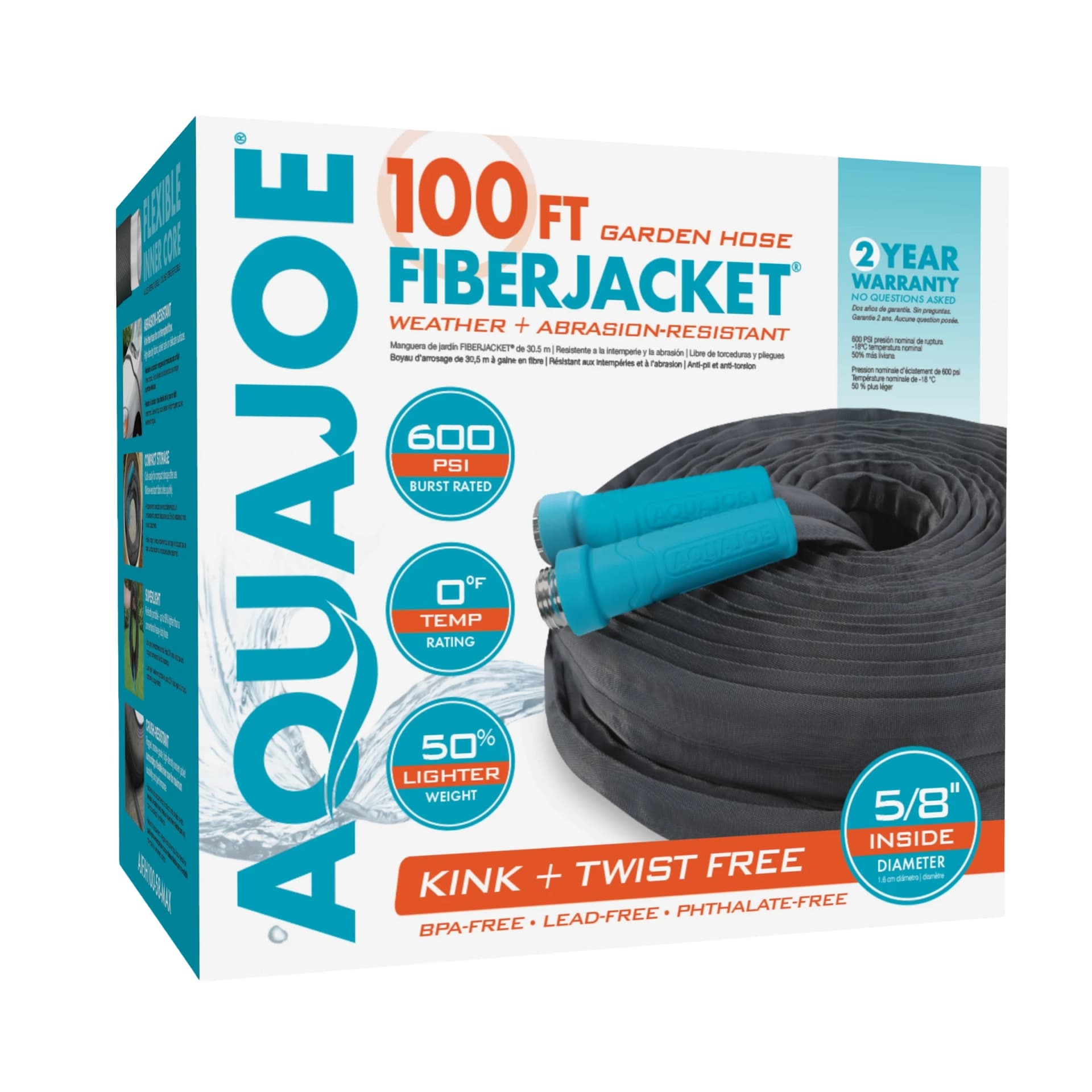 Opakowanie węża ogrodowego AquaJoe FiberJacket 100 ft (30 m) 5/8 cala