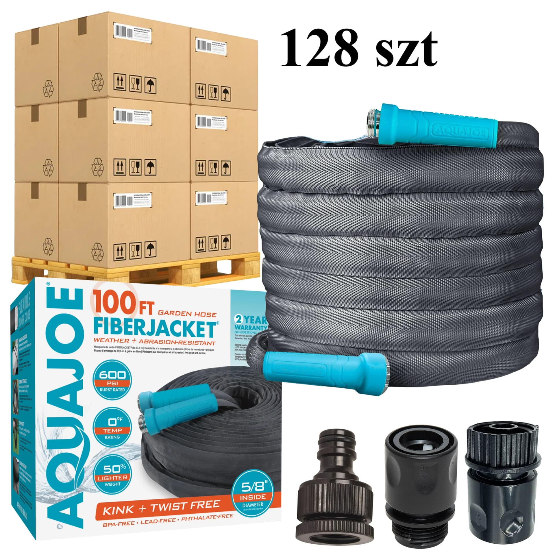 Paleta 128 sztuk węży ogrodowych FiberJacket 30 m w kartonach zbiorczych
