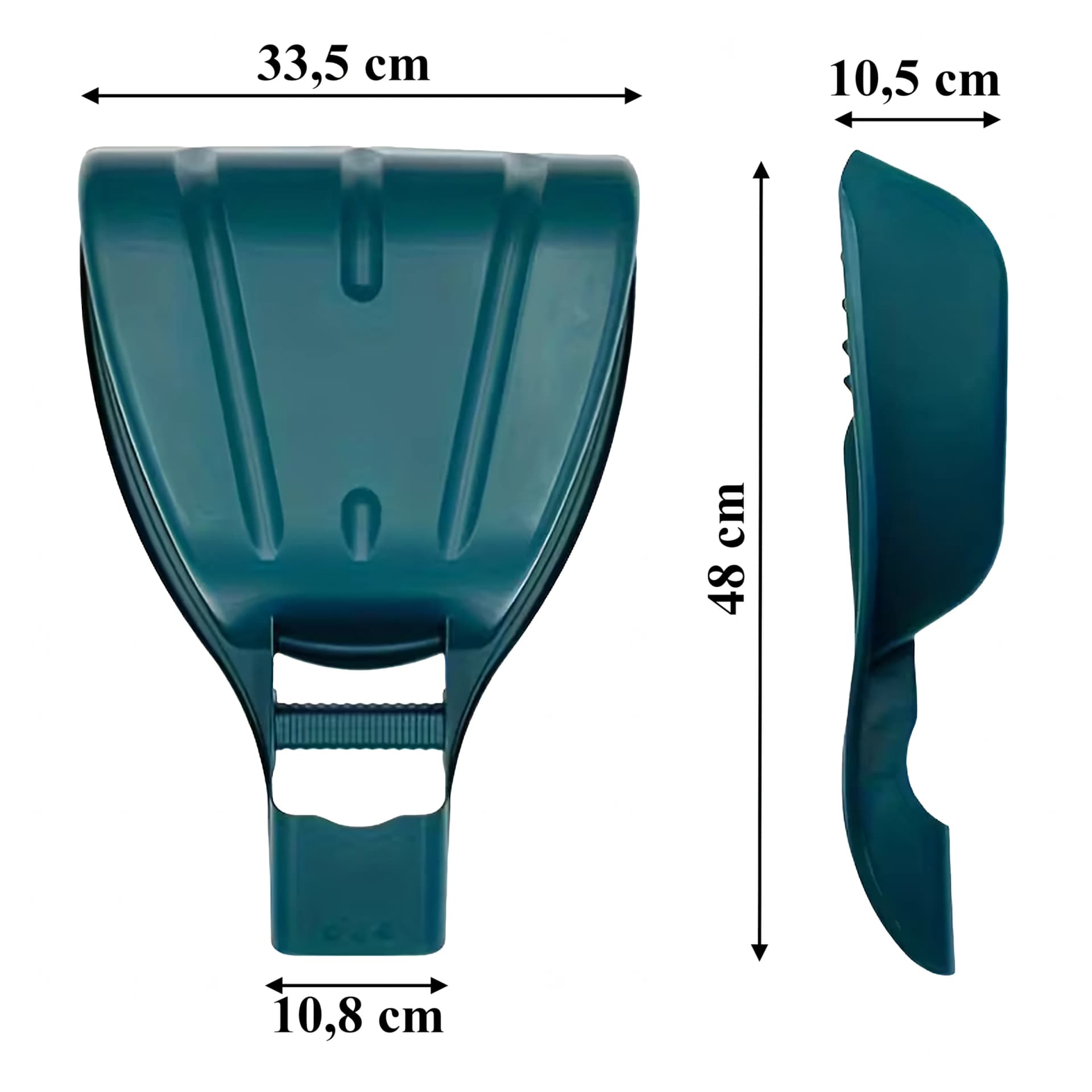 Wymiary chwytacza do liści: 48 cm długości, 33,5 cm szerokości, 10,5 cm głębokości