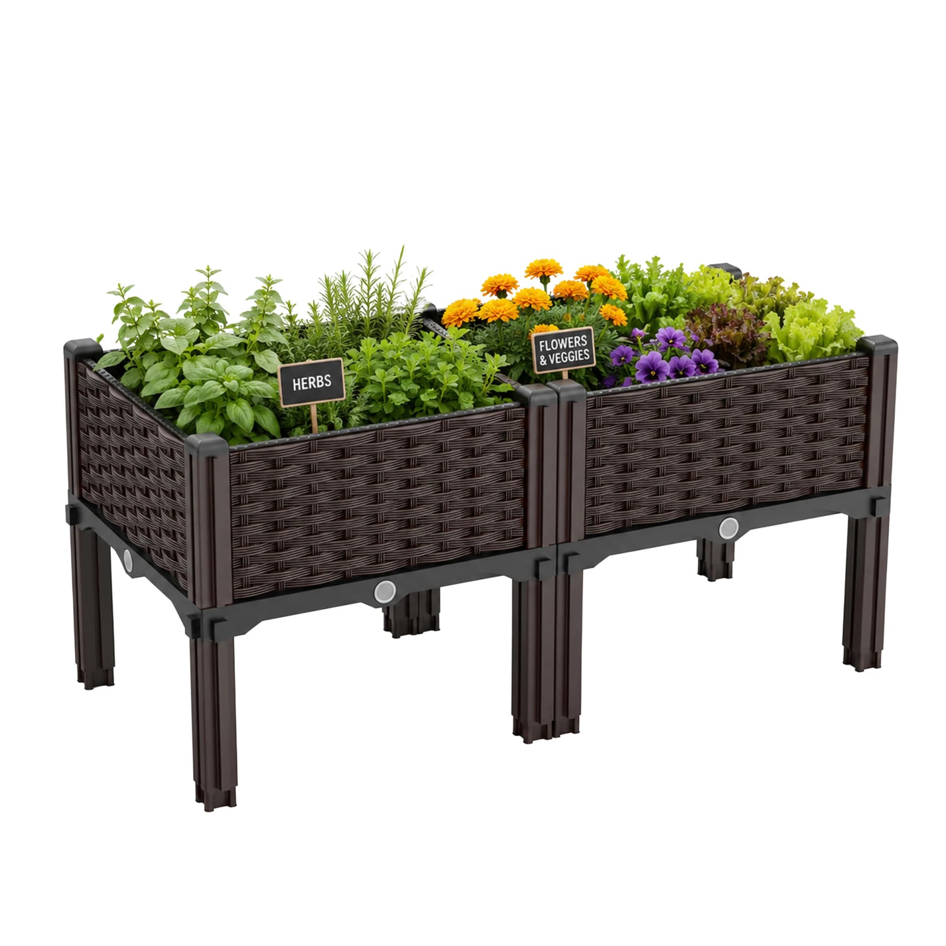 Donica ogrodowa podwyższona modułowa 80x40x38 cm, brązowa (paleta 72 szt.)