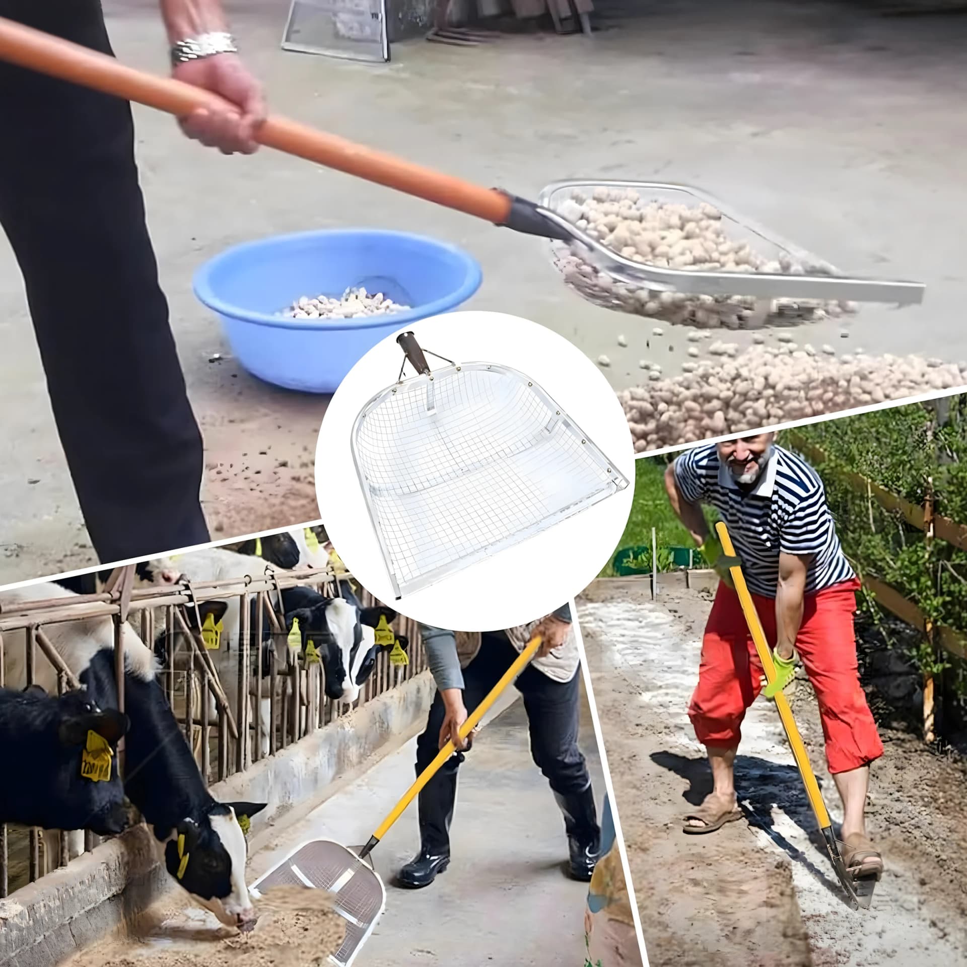 Sito łopata w pracy w gospodarstwie przy odsiewaniu plonów i paszy