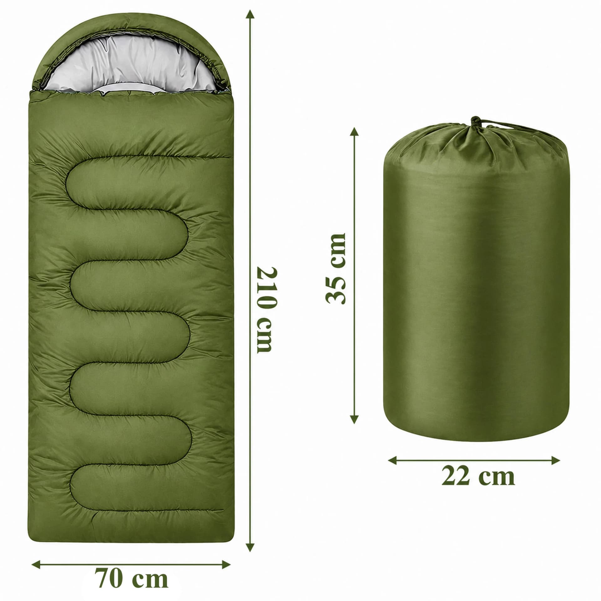 Śpiwór mumia zielony 210x70 cm, paleta 180 szt.: zdjęcie 7