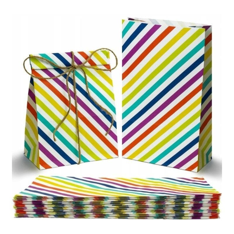 Torebki papierowe śniadaniowe kolorowe kraft różne kolory i ilości torby na słodycze pieczywo kanapki - 16x8x27 cm