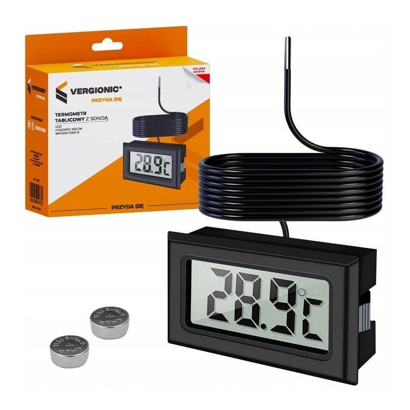 Termometr cyfrowy LCD z sondą - zakres -50°C do +110°C - uniwersalna tablica pomiarowa