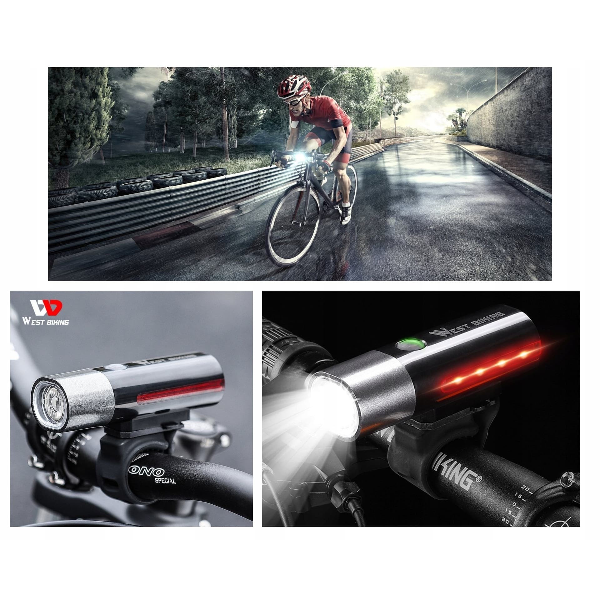 Lampki rowerowe LED USB - uniwersalne modele czołowe i obrotowe - wodoodporne