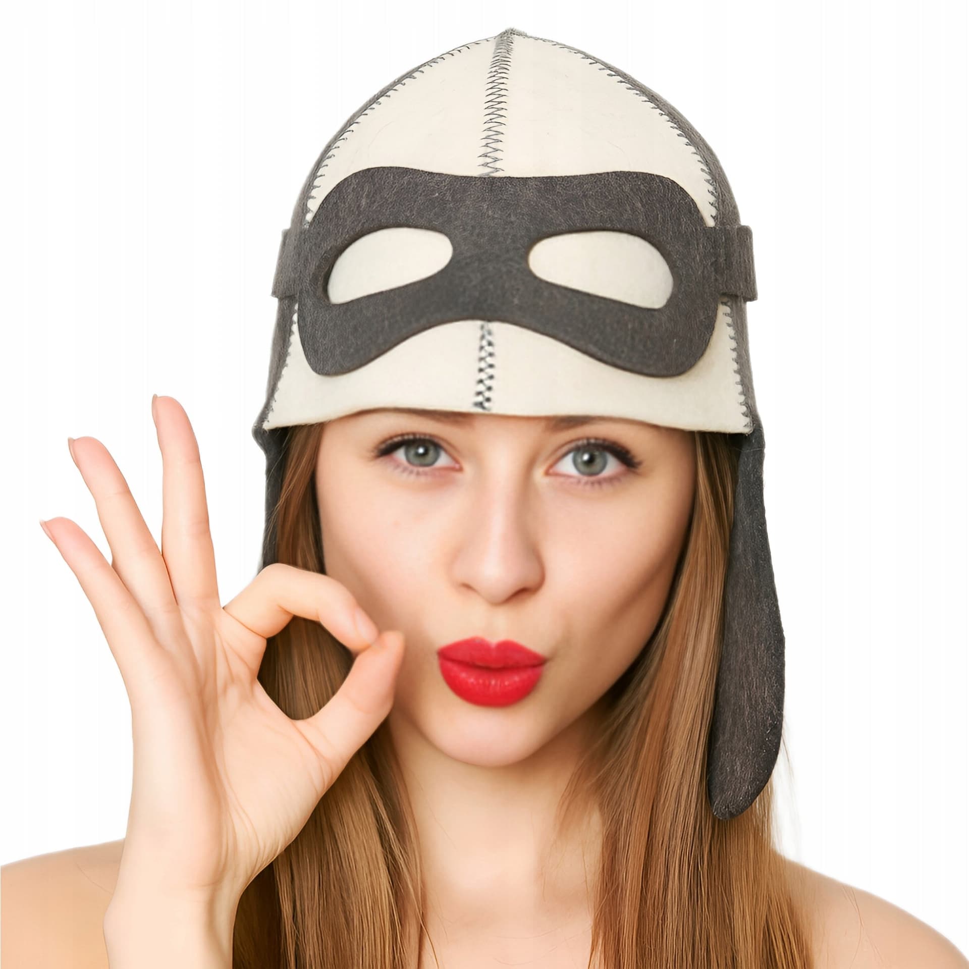 Czapka do sauny suchej filcowa - OCHRONNA CZAPKA UNISEX O ZABAWNYM DESIGNIE PILOTA