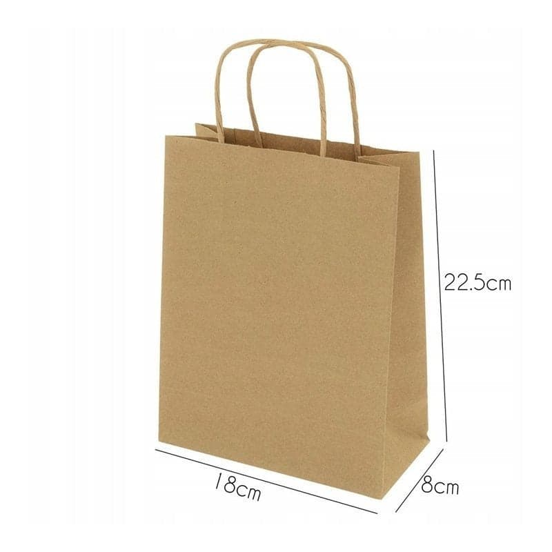 Torba papierowa brązowa A5 18x8x22,5 cm - na prezenty, zakupy, na wynos - 25 sztuk