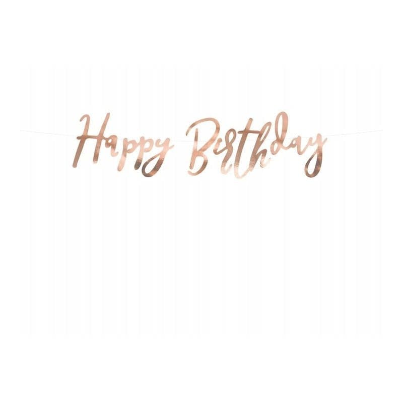 Girlanda Happy Birthday - baner urodzinowy w kolorze złotym lub różowego złota