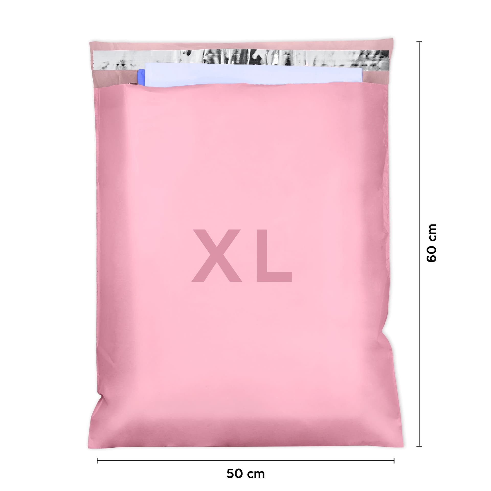 Foliopaki kurierskie XL 500mm x 600mm - RÓŻOWE KOPERTY FOLIOWE SAMOKLEJĄCE, 50 szt.