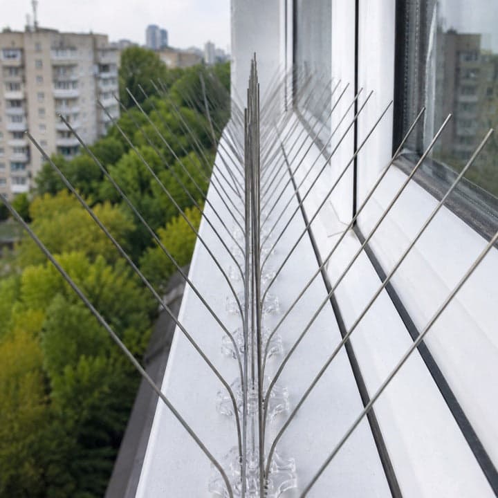 Kolce na ptaki nierdzewne szerokie - OCHRONA PRZECIW GOŁĘBIOM PTAKOM ZABEZPIECZENIE PARAPETU DACHU BALUSTRADY STAL NIERDZEWNA