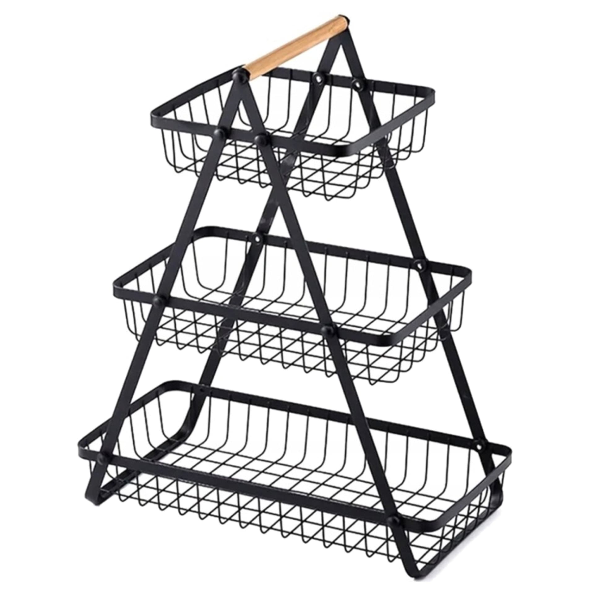 Kosz na owoce i warzywa - 3 POZIOMY METALOWY CZARNY STOJAK LOFT PATERA ORGANIZER KUCHENNY
