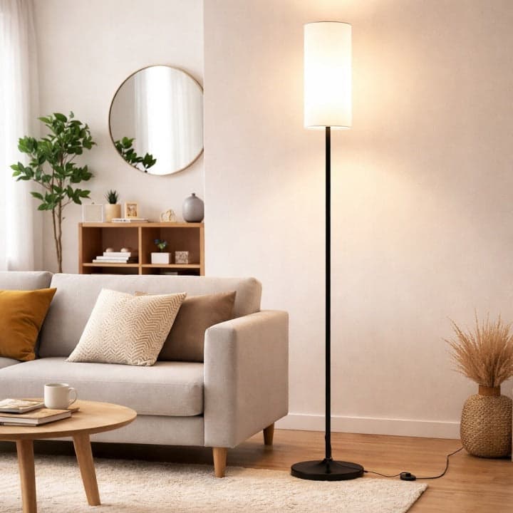 Lampa podłogowa LED stojąca 175 cm czarna z pilotem - NOWOCZESNA LAMPKA DO SALONU SYPIALNI I CZYTANIA Z REGULACJĄ ŚWIATŁA