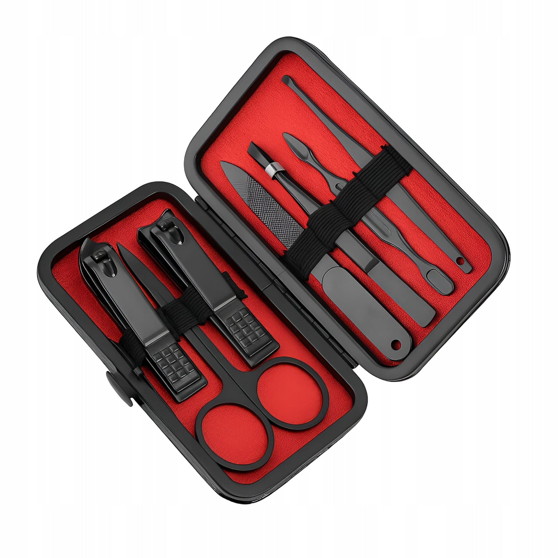 Zestaw do manicure i pedicure 8 el. – NOŻYCZKI, CĄŻKI, PILNIK, PĘSETA, ETUI