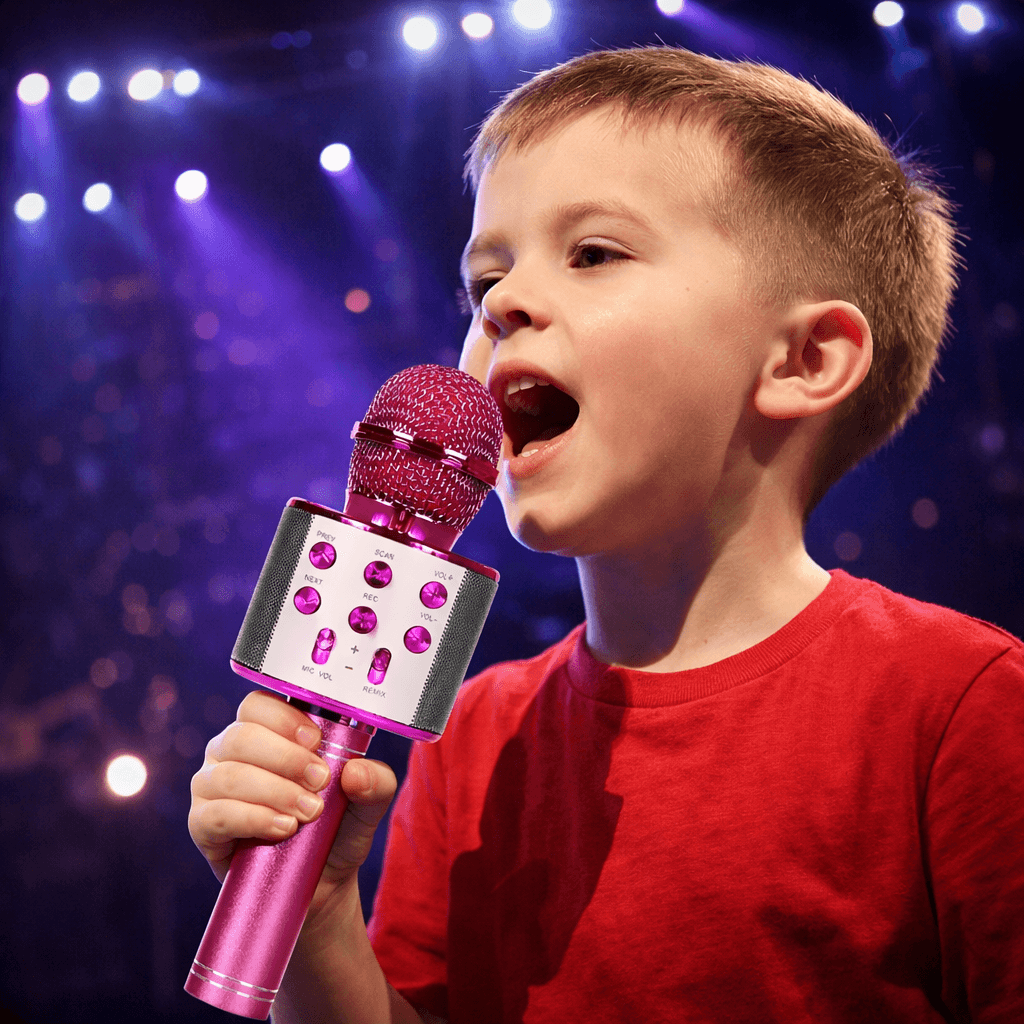 Mikrofon karaoke dla dzieci z głośnikiem Bluetooth – BEZPRZEWODOWY, PRZENOŚNY