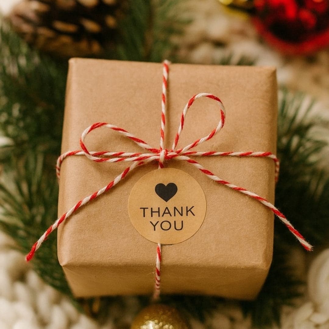 Naklejki na prezenty, upominki, pudełka - NALEPKI ŚWIĄTECZNE - "THANK YOU"