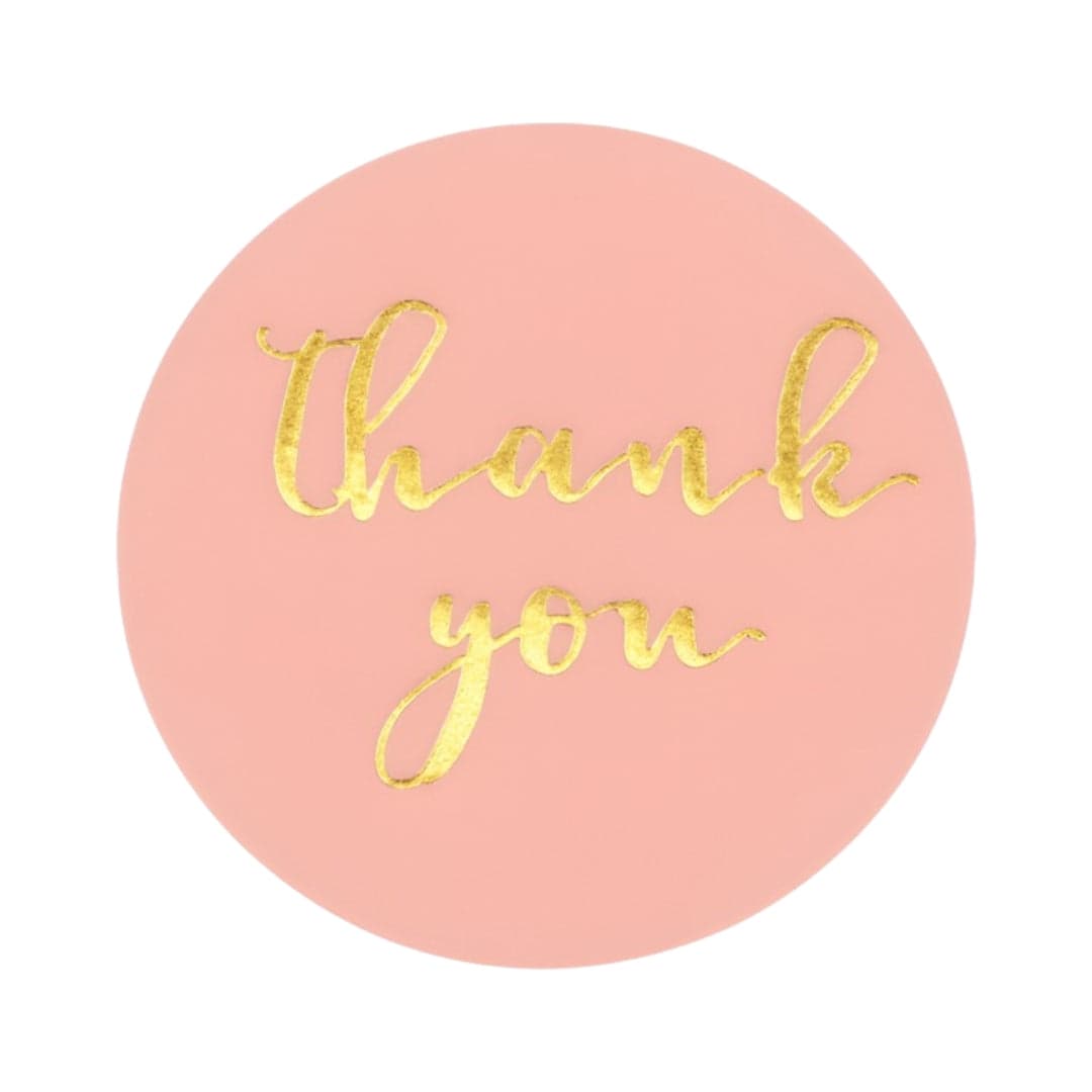 Naklejki na prezenty, upominki, pudełka - NALEPKI ŚWIĄTECZNE - "THANK YOU" - RÓŻOWO-ZŁOTE