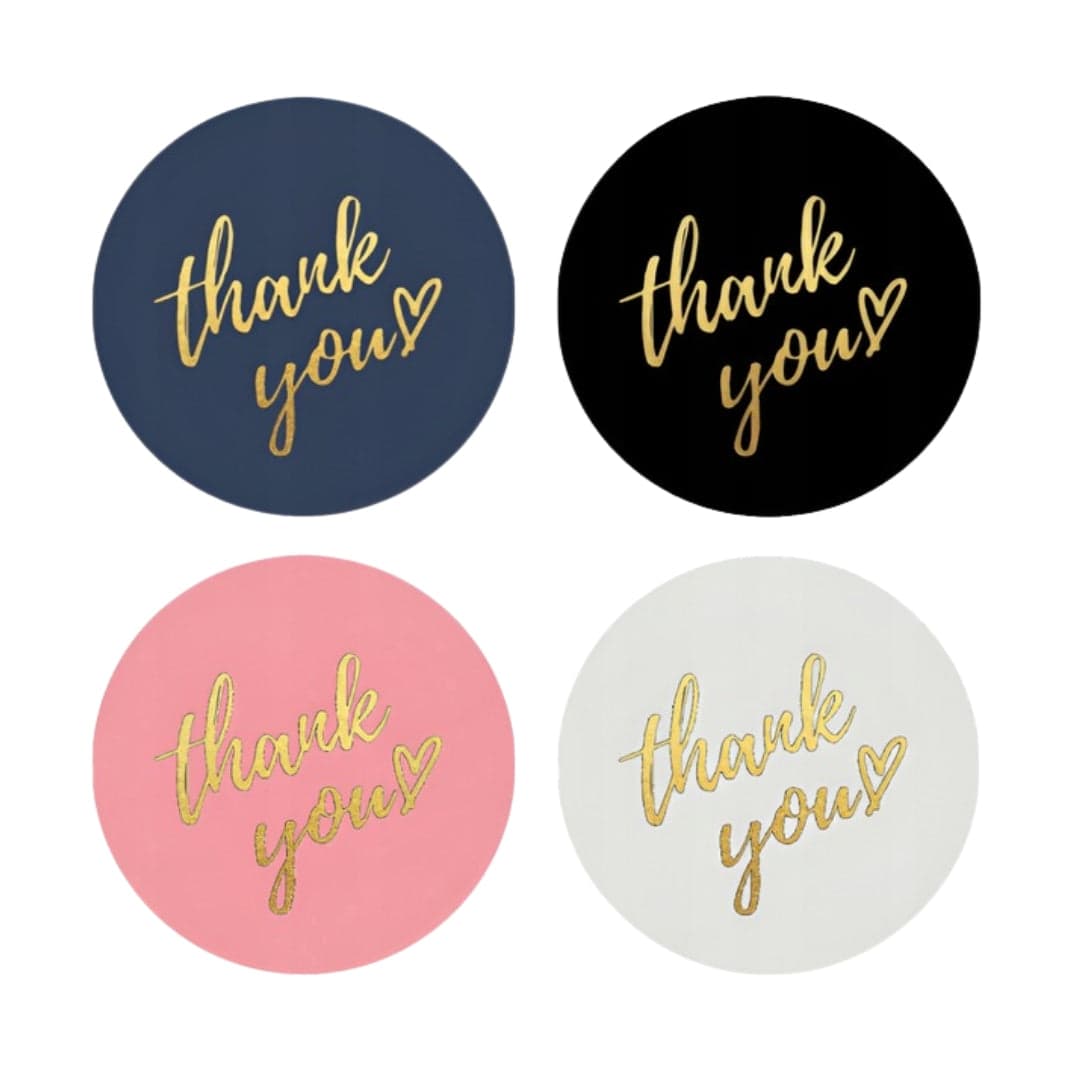 Naklejki na prezenty, upominki, pudełka - NALEPKI ŚWIĄTECZNE - "THANK YOU" - RÓŻNE KOLORY