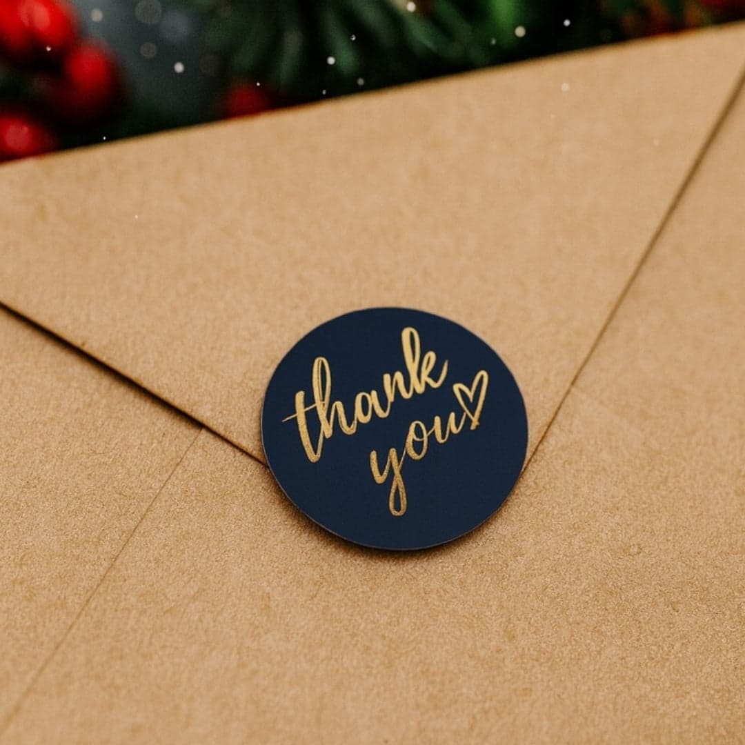 Naklejki na prezenty, upominki, pudełka - NALEPKI ŚWIĄTECZNE - "THANK YOU" - RÓŻNE KOLORY