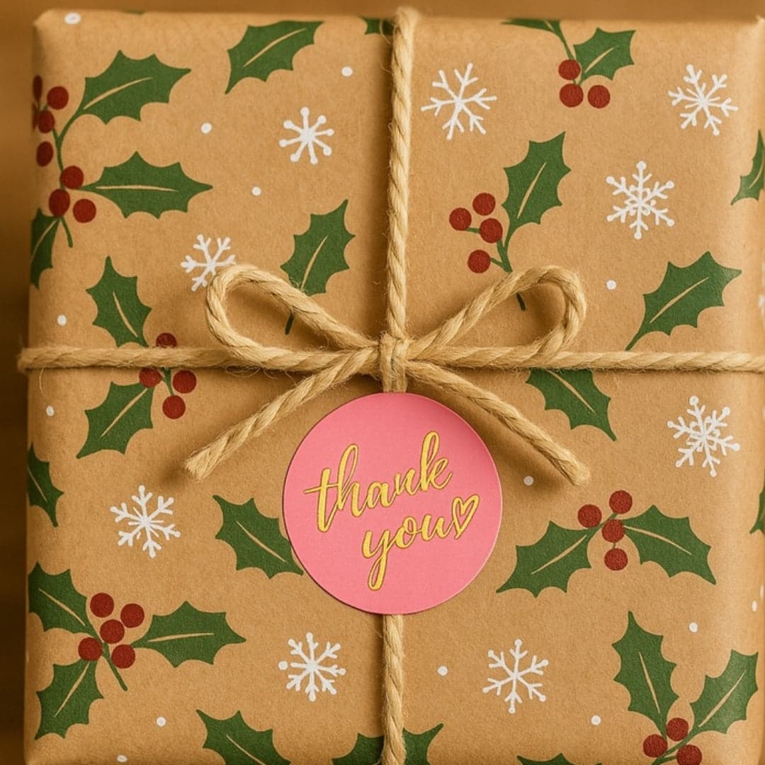 Naklejki na prezenty, upominki, pudełka - NALEPKI ŚWIĄTECZNE - "THANK YOU" - RÓŻNE KOLORY